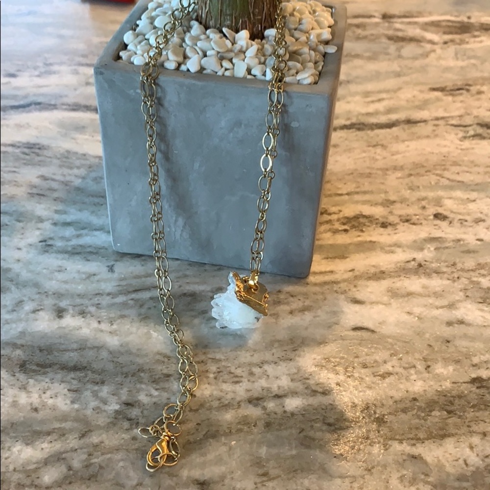 Clear crystal quartz druzy 20” chain necklace - Picture 2 of 8